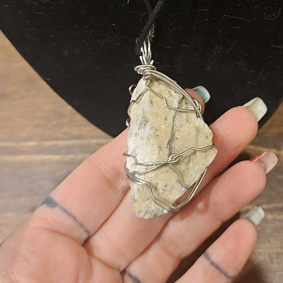 Wire Wrapped Sun Peaks Granite Rock Pendant - Picture 6 of 8